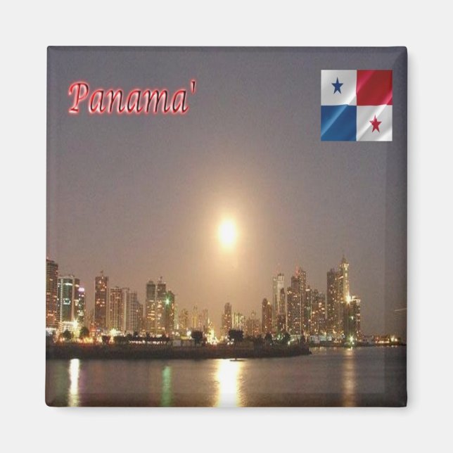 Aimant zPA004 PANAMA By Night, Skyline, America, Réfrigér (Devant)
