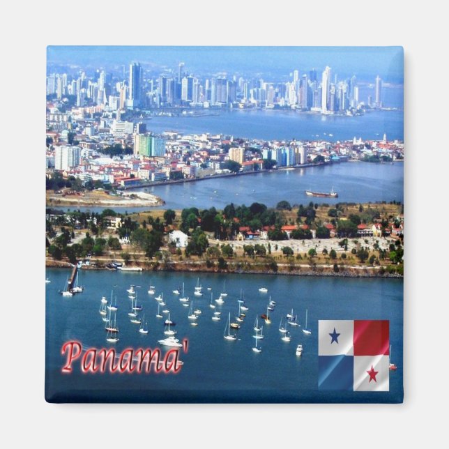 Aimant zPA008 PANAMA, vue aérienne, Amérique, réfrigérate (Devant)