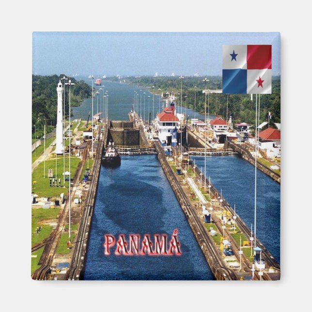 Aimant zPA014 PANAMA, CANAL LOCKS, Amérique, réfrigérateu (Devant)