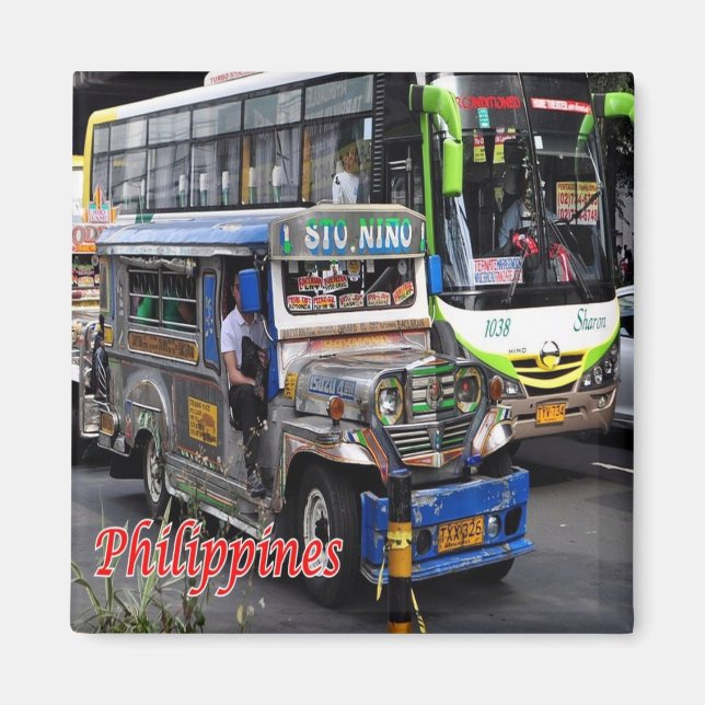 Aimant zPH010 JEEPNEY et BUS, Philippines, Asie, réfrigér (Devant)