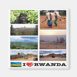 Aimant zRW011 RWANDA I Love, Mosaïque, Afrique, Réfrigéra