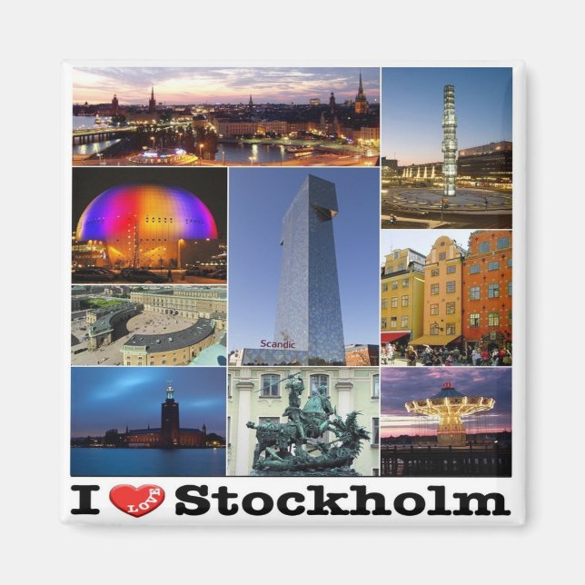 Aimant zSE022 STOCKHOLM "I LOVE". Suède, Europe, Frigo (Devant)