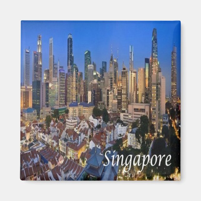 Aimant zSG006 SINGAPOUR panorama LION CITY, Asie, Frigo (Devant)