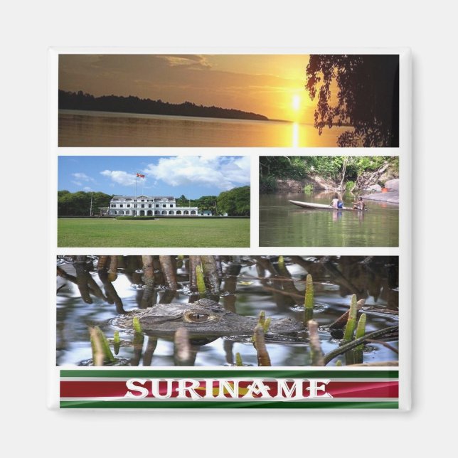 Aimant zSR003 SURINAME, Mosaïque, Amérique, Frigo (Devant)
