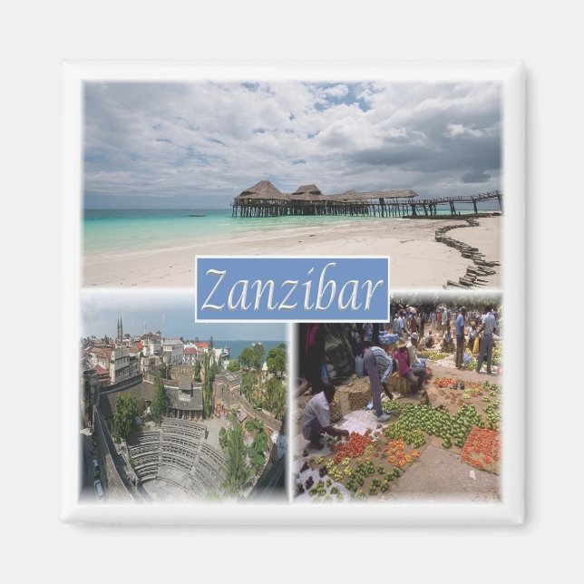 Aimant zTZ017 ZANZIBAR, Mosaïque, Tanzanie, Afrique, Réfr (Devant)
