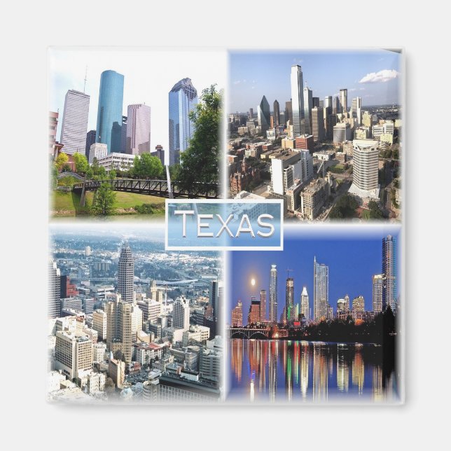 Aimant zUS011 TEXAS, mosaïque, Dallas, Houston, réfrigéra (Devant)