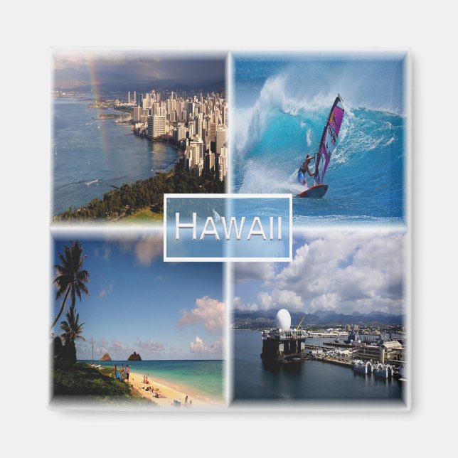 Aimant zUS021 HAWAII, Mosaïque, Honolulu, Amérique, Réfri (Devant)