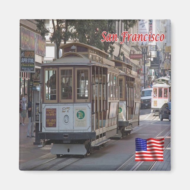 Aimant zUS062 SAN FRANCISCO, Californie, Téléphérique, Ré (Devant)