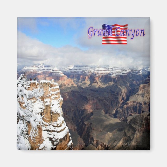Aimant zUS146 GRAND CANYON avec neige, Arizona, réfrigéra (Devant)