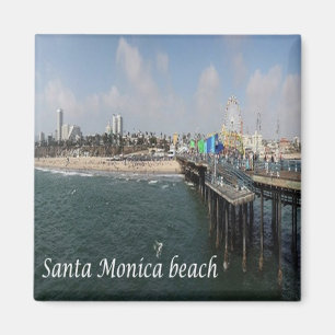 Aimant zUS199 PÈRE NOËL plage MONICA, Californie, Fridge