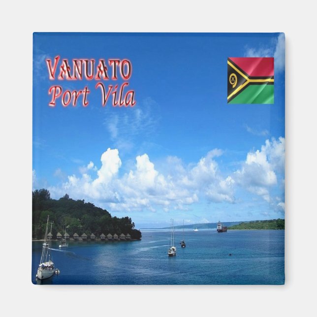 Aimant zVU004 PORT VILA, Port naturel, VANUATU, Réfrigéra (Devant)