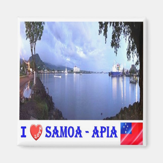 Aimant zWS005 SAMOA, APIA Harbour I Love, Océanie, Réfrig (Devant)