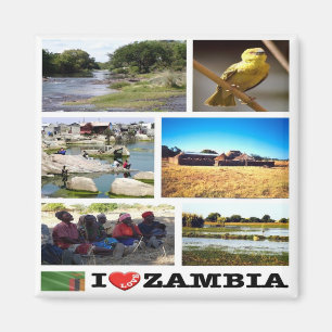Aimant zZM010 ZAMBIA I Love, Mosaïque, Afrique, Réfrigéra
