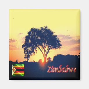 Aimant zZW018 ZIMBABWE, Coucher de soleil de Hwange, Afri