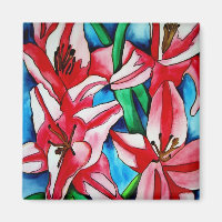 Aimants d'art de fleurs de jour lily rose vif