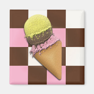 Aimants de cône de glace à la saveur napolitaine d