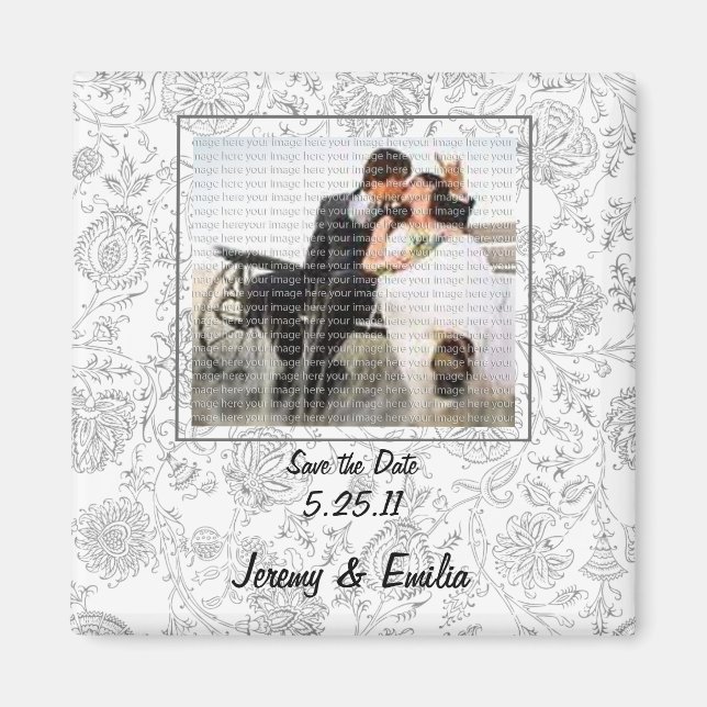 Aimants de mariage Fleurs Grises (Devant)