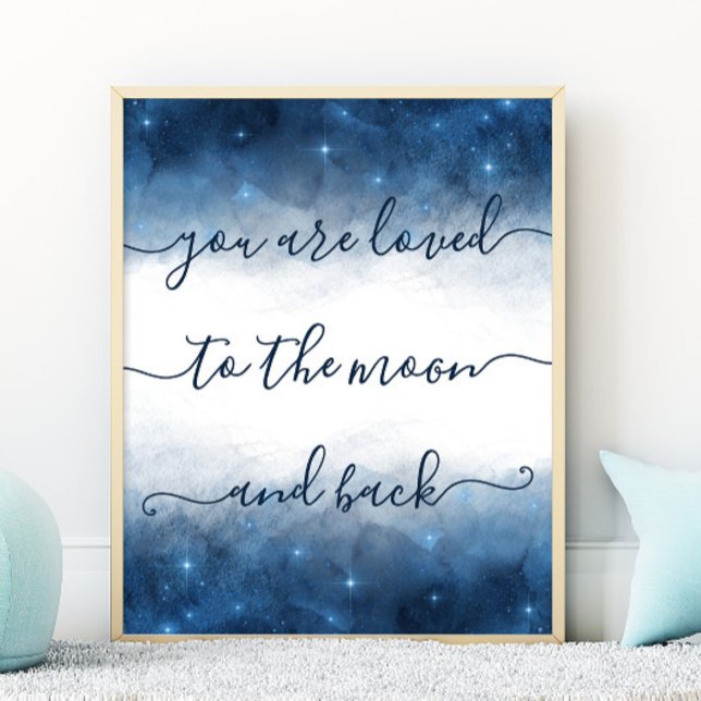 Aimé À La Lune Et À L'Arrière Galaxie Poster De Su (Créateur téléchargé)