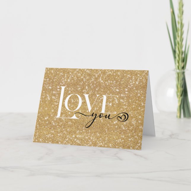 AIME-toi, avec Heart, Gold Valentines Carte de vac (Devant)