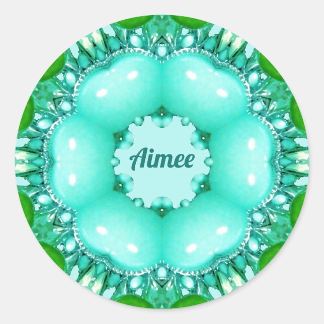 AIMEE ~ Helles abstraktes Fraktalmuster ~ Klassisc Runder Aufkleber (Vorderseite)