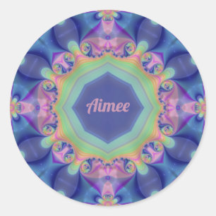 AIMEE ~ Pastel Abstrakt Kaleidoskop Muster ~ Runder Aufkleber