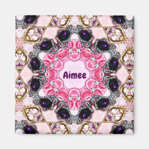 AIMEE Personalisiert ~ Rosa und Lila Muster ~ Magnet