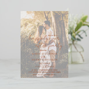 Aimee Rustic Script Moderne Hochzeitsempfehlung Folieneinladung