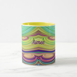AIMEE ~ Verrückt 3D ~ Rosa Grün Indigo Gelb Tasse