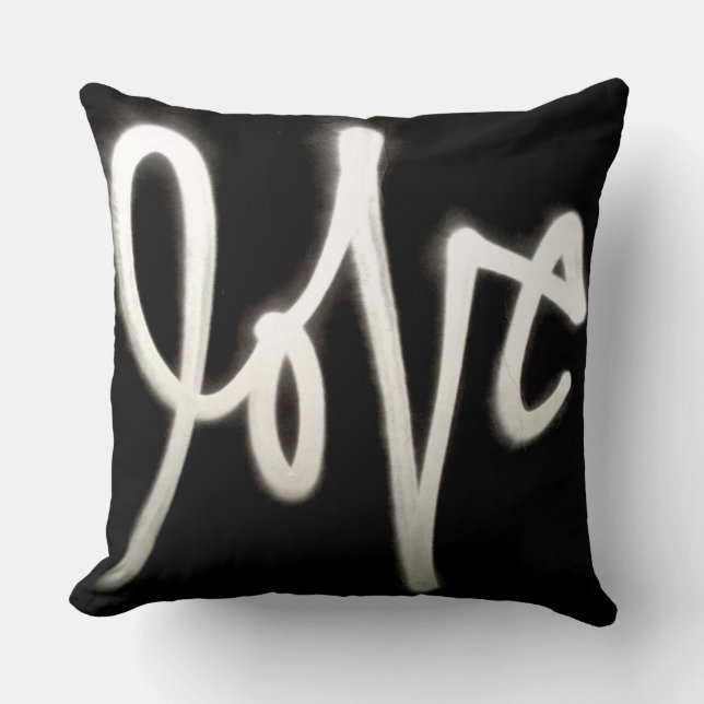 Aimer coussin graffiti - noir & blanc (Recto)