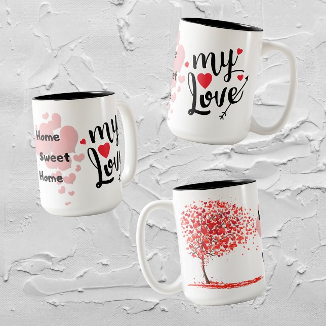 Aimer la maison douce maison Mug café à deux tons (Créateur téléchargé)