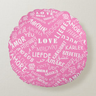 Aimer le Coussin rond rose du texte ou choisir des