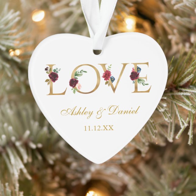 Aimer les noms de Mariage Date Bourgogne Floral Go (Arbre)