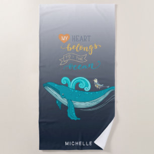 Aimer l'océan Serviette de plage de Monogram