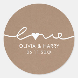 Aimer Mariage Favor Stickers   Rustic Kraft