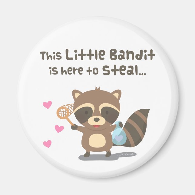 Aimer mignon Petit Bandit Masqué Raccoon Magnet (Devant)