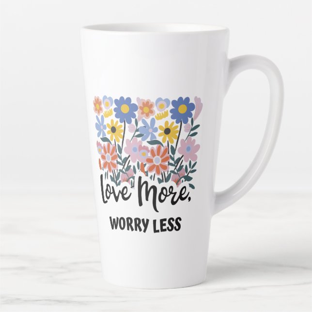 Aimer Plus S'Inquiéter Moins De Mug Floral (Droite)