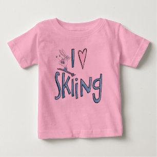 Aimer ski enfants mignon lapin skier tshirt