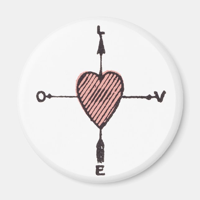 Aimer vintage Magnet Compass Coeur (Devant)