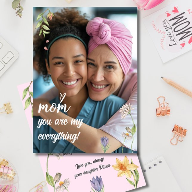 Aimez maman Carte photo de la fête des mères (Love you mom Mother's Day Photo Card)
