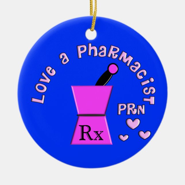 Aimez un ornement de Noël du pharmacien PRN (Devant)