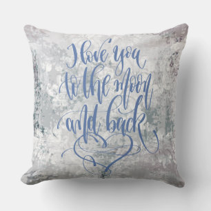 Aimez-vous au Coussin d'aquarelle de la lune et du