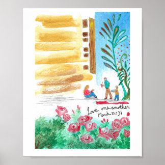 Aimez-vous les uns les autres Affiche d'art mixte
