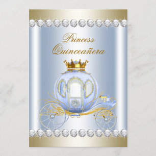 Ainderella Blue Princess Quinceanera Einladung