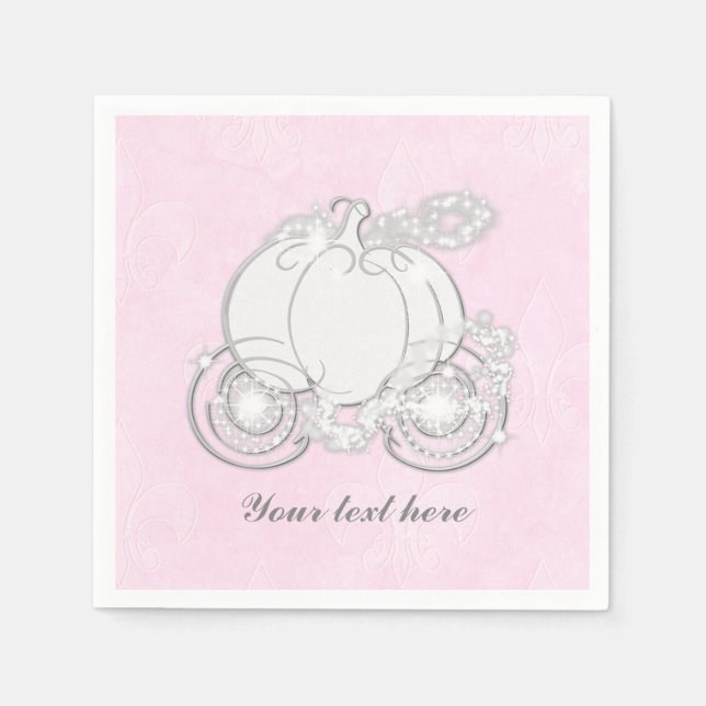 Ainderella Carriage Storybook Princess Pink Napkin Serviette (Vorderseite)