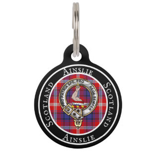 Ainslie Abzeichen/Tartan Personalisiert People ID Haustiermarke