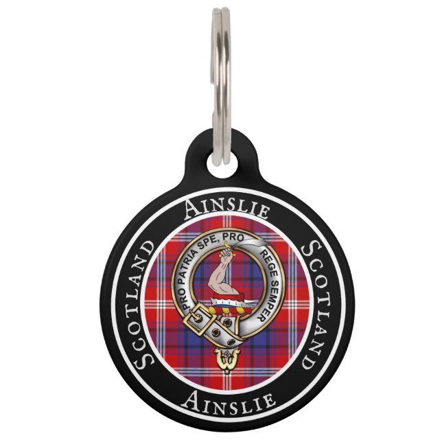 Ainslie Abzeichen/Tartan Personalisiert People ID  Haustiermarke (Vorderseite)