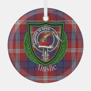 Ainslie-Schottland-Clan-Tartan & -Wappen Ornament Aus Glas