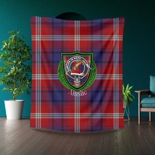 Ainslie Scottish Clan Tartan & Wappen Fleecedecke