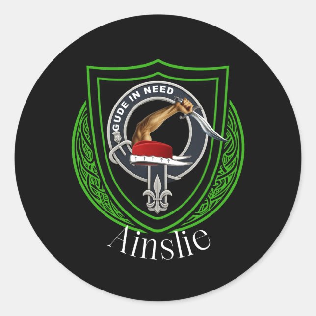 Ainslie Scottish Clan Wappen Runder Aufkleber (Vorderseite)