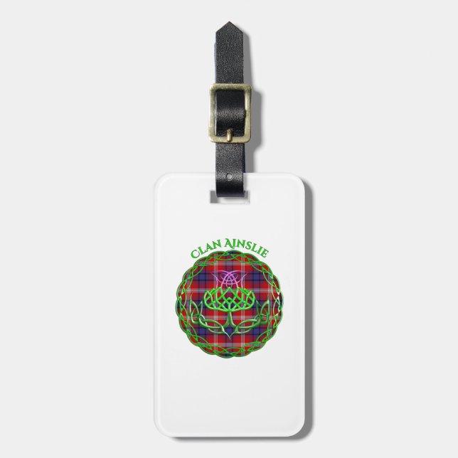 Ainslie Scottish Tartan Celtic Thistle Gepäckanhänger (Vorderseite vertikal)